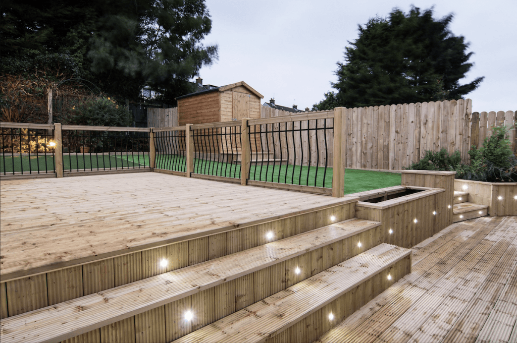 garden decking installers sheffield superb hardwood decks with lighting